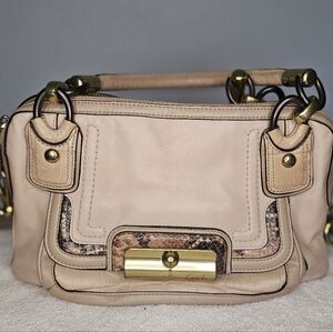 Coach Kristen Snakeskin Beige Leather Shoulder Bag